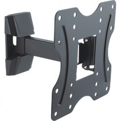 TV-Wall Mount for 23-42- - PureMounts -PM- FM10-200-, Tilted, up to 30kg, Tilt: +3/ -14°, 56mm - 205mm wall distance, max.VESA 200x200, Steel black